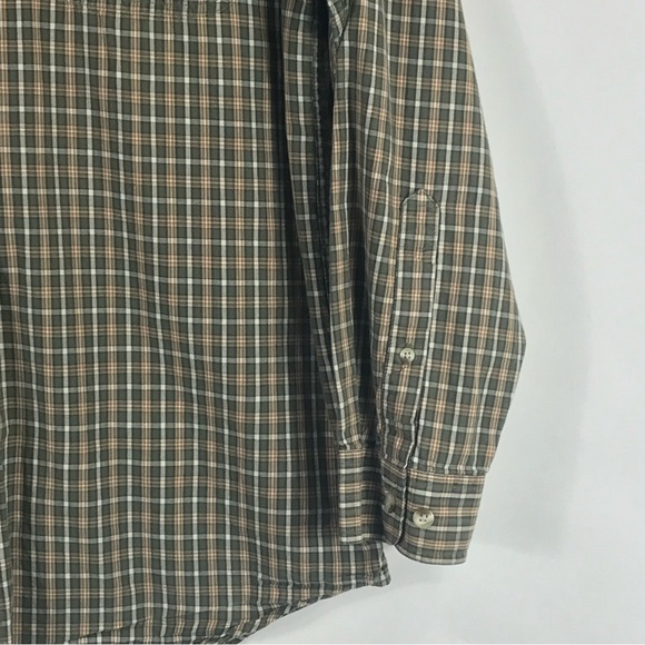 Columbia Button Down Plaid Shirt Green Brown cream Mens size Large - Picture 3 of 10